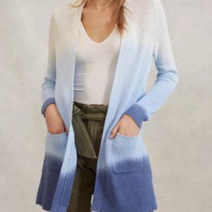 Anthropologie Dip Dyed Ombre Knit Open Front Cardigan, Sz Small